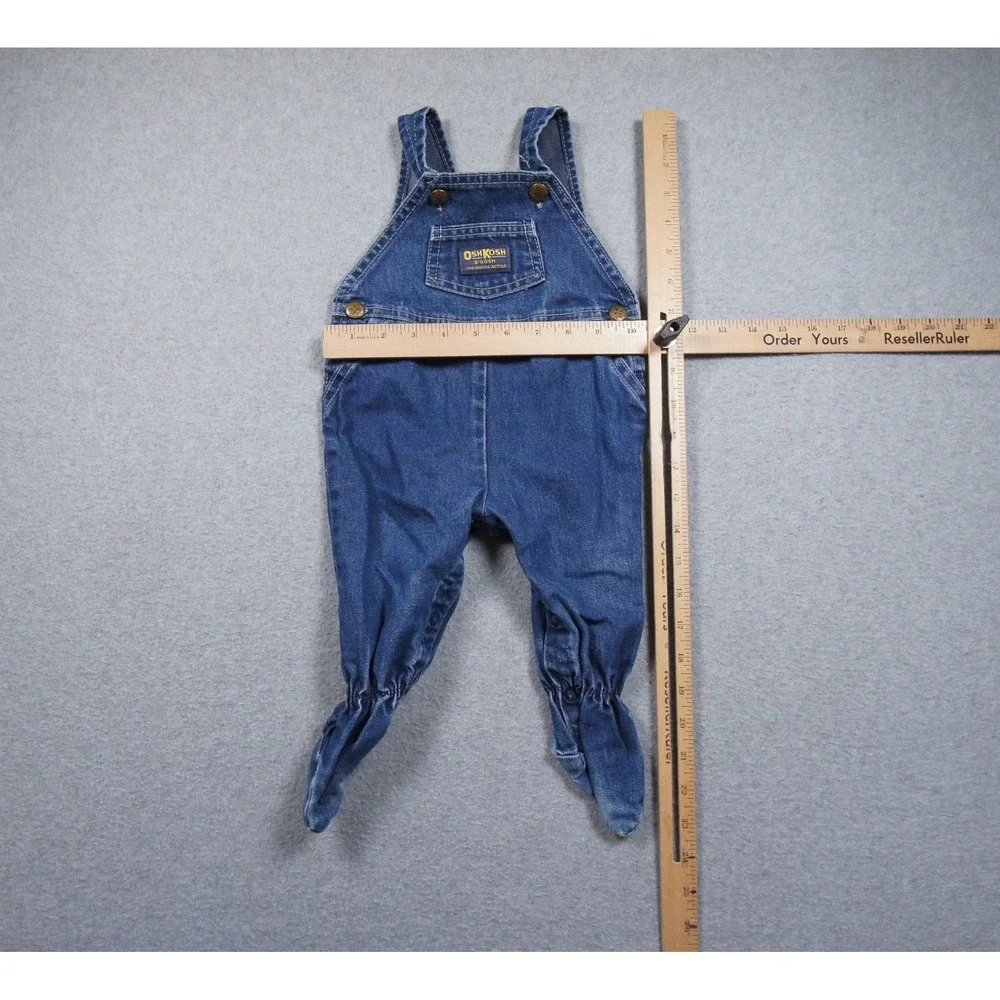 Vintage OshKosh Bgosh Vestbak Denim Footed Overalls Blue Made in USA 6-9 Months